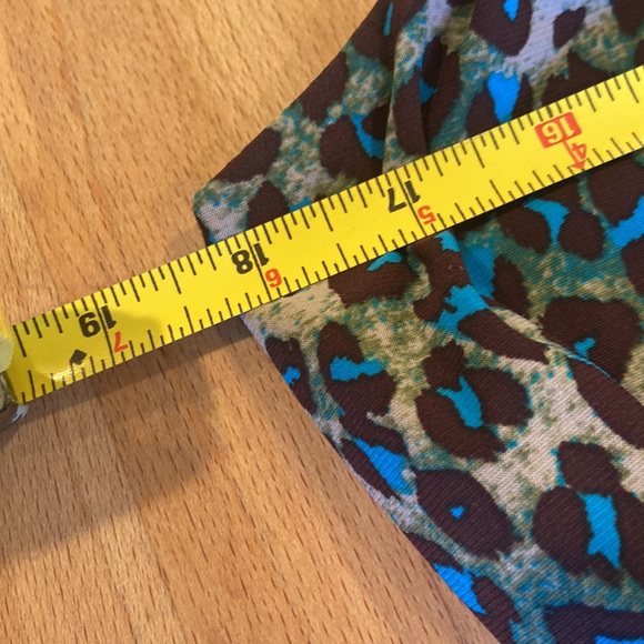 Teal brown leopard size 6 animal print sleeveless dress elastic waist - Picture 5 of 9